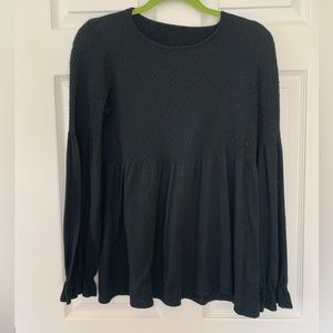 Black Roolee Peplum Sweater, size Medium